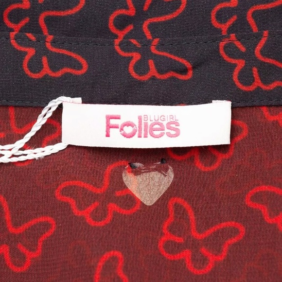 BLUGIRL FOLIES, Sheer Button Down Blouse with Butterfly Pattern, Size 10 - Picture 13 of 16